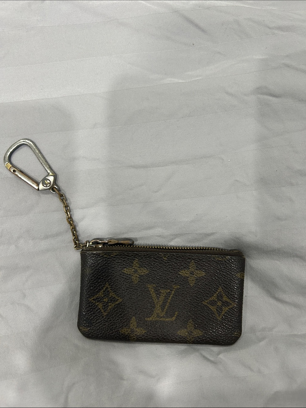 Authentic Louis Vuitton Monogram Zip Pouch Wallet Case Key Chain PLEASE READ